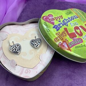 Brighton Silver Scroll Heart Lever back earrings